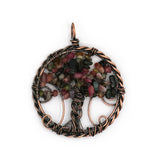 Rose quartz/amethyst/tourmaline/citrine/green aventurine and mix gemstone pendant with silver &amp; copper color metal