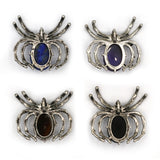 Tiger eye/black agate /amethyst/lapis gemstone spider pendant with antique silver color metal
