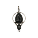 Tiger eye/black agate /amethyst/fluorite gemstone double teardrop pendant with silver color metal