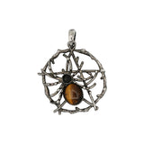 Rose quartz/tiger eye/black agate /amethyst gemstone spider pendant with silver color metal