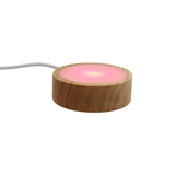 Chargeable wooden base tray with white plastic cover white/yellow / multi-color light table lamp with a USB cable