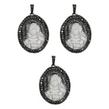 White glass pressed white/black/gold color crystal Virgin Mary pendant