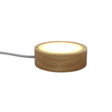 Chargeable wooden base tray with white plastic cover white/yellow / multi-color light table lamp with a USB cable