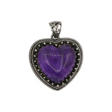tiger eye/amethyst/fluorite gemstone heart pendant with antique silver color metal