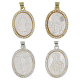 Oval shape Mother of pearl Virgin Mary pendant with silver and gold color metal