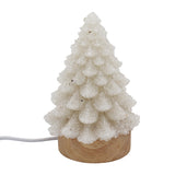Rock Quartz gemstone chips Christmas Tree wood base lamp multi-color light table lamp with a USB cable