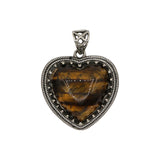 tiger eye/amethyst/fluorite gemstone heart pendant with antique silver color metal
