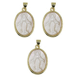 Oval shape Mother of pearl Virgin Mary pendant with silver and gold color metal