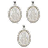 Oval shape Mother of pearl Virgin Mary pendant with silver and gold color metal