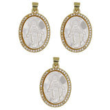 Oval shape Mother of pearl Virgin Mary pendant with silver and gold color metal