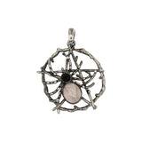 Rose quartz/tiger eye/black agate /amethyst gemstone spider pendant with silver color metal