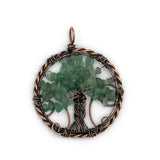 Rose quartz/amethyst/tourmaline/citrine/green aventurine and mix gemstone pendant with silver &amp; copper color metal