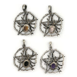 Rose quartz/tiger eye/black agate /amethyst gemstone spider pendant with silver color metal