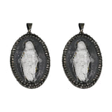 White glass pressed white/black/gold color crystal Virgin Mary pendant