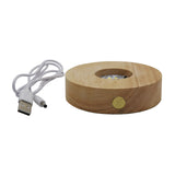 wooden base tray white/yellow / multi-color light table lamp with a USB cable