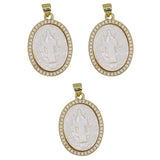 Oval shape Mother of pearl Virgin Mary pendant with silver and gold color metal