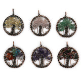 Rose quartz/amethyst/tourmaline/citrine/green aventurine and mix gemstone pendant with silver &amp; copper color metal