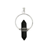 Rose quartz/tiger eye/black agate /amethyst/fluorite gemstone double point pendant with silver and copper color metal