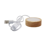 Chargeable wooden base tray with white plastic cover white/yellow / multi-color light table lamp with a USB cable
