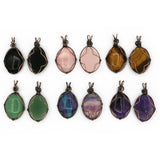 Rose quartz/tiger eye/black agate /amethyst/fluorite/green aventurine gemstone pendant with silver and copper color metal