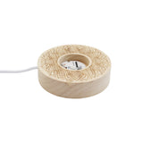 Lotus patterned wooden base tray white/yellow / multi-color light table lamp with a USB cable