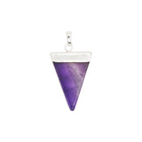 Rose quartz/tiger eye/black agate /amethyst gemstone triangle pendant with silver color metal