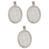 Oval shape Mother of pearl Virgin Mary pendant with silver and gold color metal