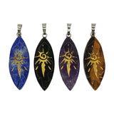 Lapis/tiger eye/black agate /amethyst gemstone Marquise pendant with silver color metal