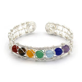 Mix gemstone bracelet with silver and copper color metal