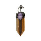 Rose quartz/tiger eye/black agate /amethyst gemstone pendant with copper color metal