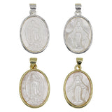 Oval shape Mother of pearl Virgin Mary pendant with silver and gold color metal