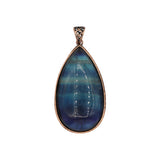 Rose quartz/black agate /amethyst/fluorite gemstone teardrop pendant with silver and copper color metal