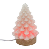Rock Quartz gemstone chips Christmas Tree wood base lamp multi-color light table lamp with a USB cable