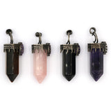 Rose quartz/tiger eye/black agate /amethyst gemstone pendant with copper color metal