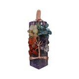 Rose quartz/tiger eye/black agate /amethyst gemstone point with 7 charka tree with silver and copper color metal