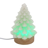 Rock Quartz gemstone chips Christmas Tree wood base lamp multi-color light table lamp with a USB cable