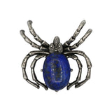 Tiger eye/black agate /amethyst/lapis gemstone spider pendant with antique silver color metal