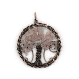 Rose quartz/amethyst/tourmaline/citrine/green aventurine and mix gemstone pendant with silver &amp; copper color metal