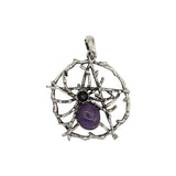 Rose quartz/tiger eye/black agate /amethyst gemstone spider pendant with silver color metal