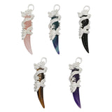 Rose quartz/tiger eye/black agate/amethyst/fluorite gemstone dragon horn with silver and copper color metal