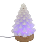 Rock Quartz gemstone chips Christmas Tree wood base lamp multi-color light table lamp with a USB cable