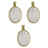 Oval shape Mother of pearl Virgin Mary pendant with silver and gold color metal
