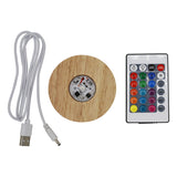 wooden base tray white/yellow / multi-color light table lamp with a USB cable