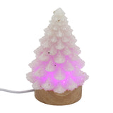 Rock Quartz gemstone chips Christmas Tree wood base lamp multi-color light table lamp with a USB cable