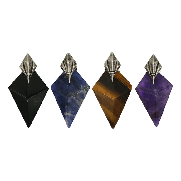 Lapis/tiger eye/black agate /amethyst gemstone pendant with silver color metal