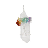 Rock crystal pendant 7 charka with silver color metal