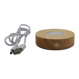 wooden base tray with white plastic on cover with white/yellow / multi-color light table lamp with a USB cable