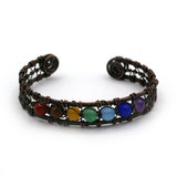 Mix gemstone bracelet with silver and copper color metal