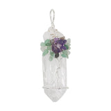 Rock crystal pendant 7 charka with silver color metal