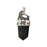 Tiger eye/black agate /amethyst/fluorite gemstone hexagon prism pendant with antique silver color metal